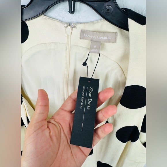 NWT Banana Republic SLOAN-FIT DOT-PRINT SHEATH Dress in Cream Cocoon color - Picture 7 of 10